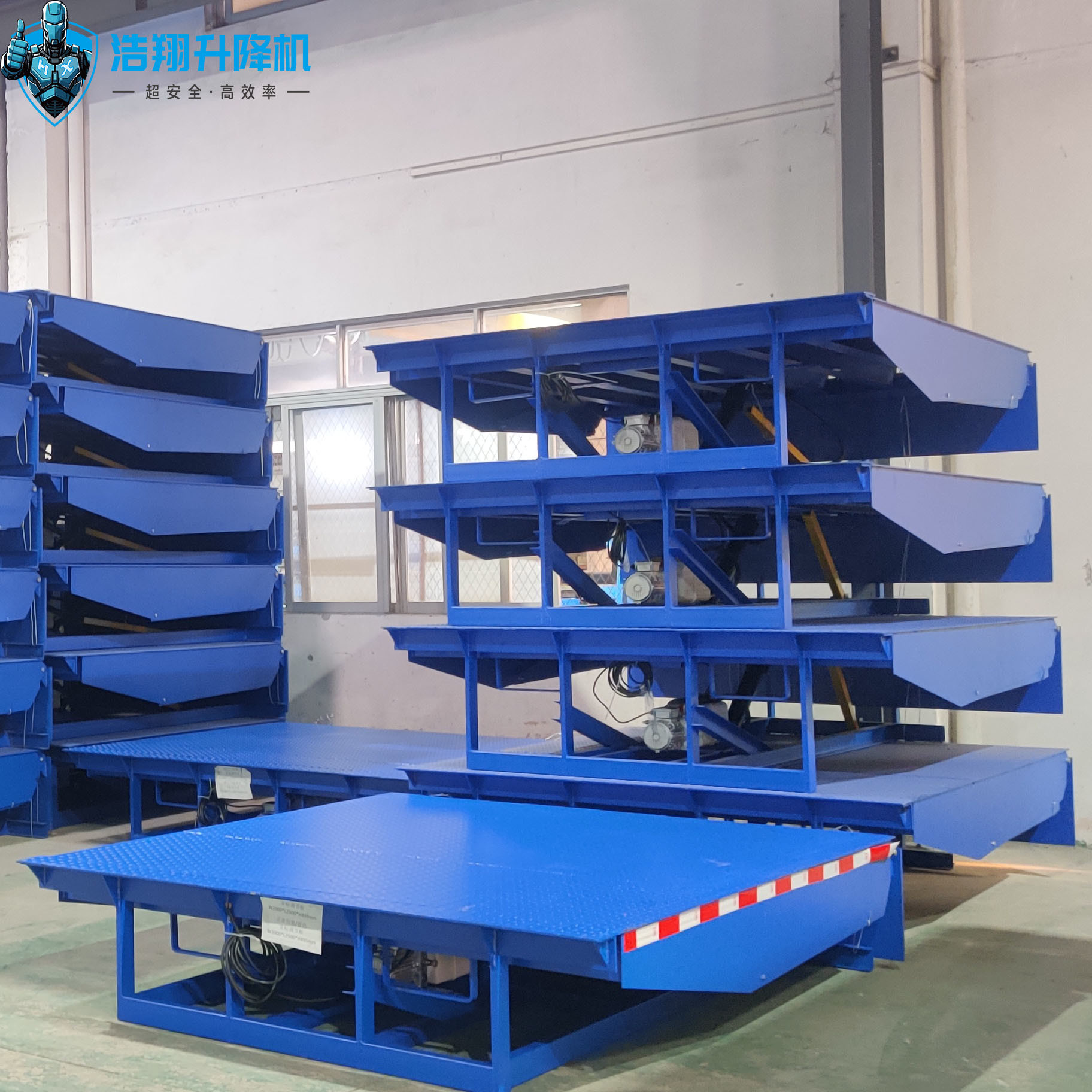 Loading Ramp Leveler Blue 10T Hydraulic Dock Leveler Loading Dock Ramps Warehouse Dock ...