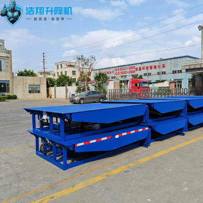 Blue 10T Warehouse Fixed Hydraulic Dock Leveler Hydraulic Dock Ramp Adjustable Height Loading Dock